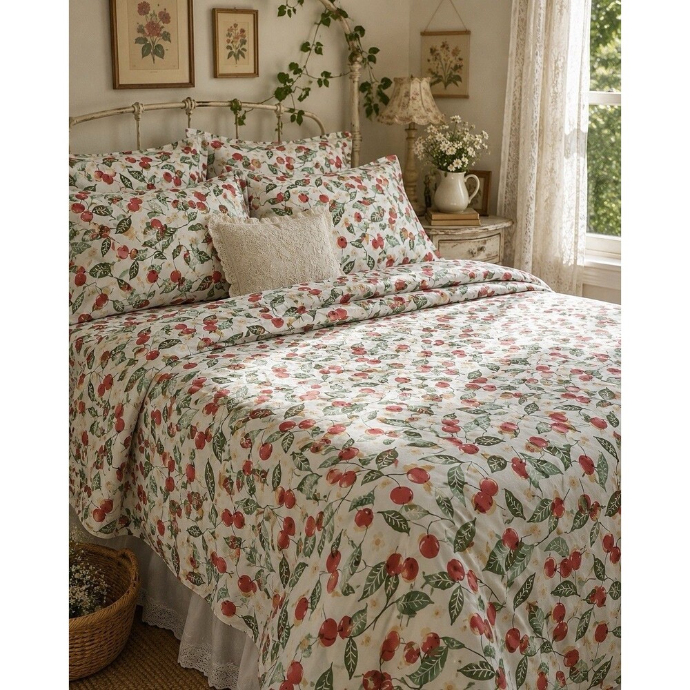 Garnet Hill Organic Cotton Percale Sheet Set, King Flat, Fitted, 4 Pillowcase